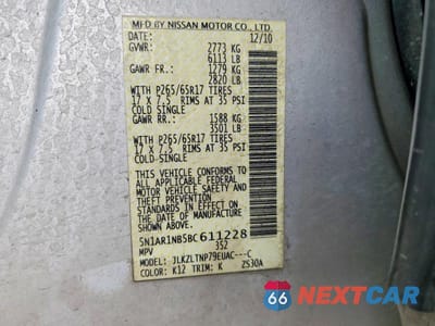Zdjęcie 13 z 13 samochodu: 2011 NISS PATHFINDER VIN:5N1AR1NB5BC611228 - miniatura