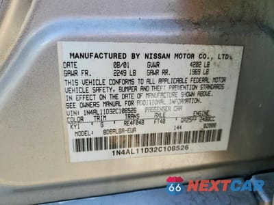 Zdjęcie 13 z 13 samochodu: 2002 NISSAN ALTIMA BASE VIN:1N4AL11D32C108526 - miniatura