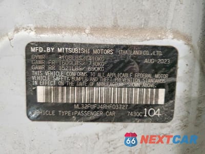 Zdjęcie 12 z 12 samochodu: 2024 MITSUBISHI MIRAGE G4 ES VIN:ML32FUFJ4RHF03727 - miniatura