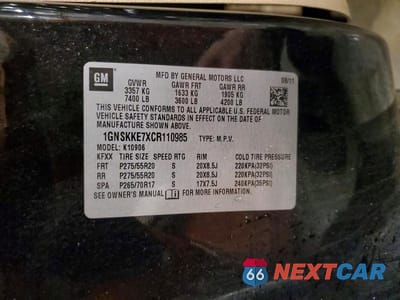 Zdjęcie 13 z 13 samochodu: 2012 CHEVROLET SUBURBAN K1500 LTZ VIN:1GNSKKE7XCR110985 - miniatura