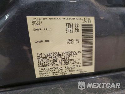 Zdjęcie 12 z 12 samochodu: 2020 NISSAN ALTIMA 2.5 SR VIN:1N4BL4CV8LN311090 - miniatura