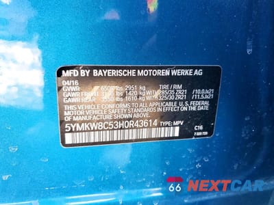 Zdjęcie 13 z 13 samochodu: 2017 BMW X6 M VIN:5YMKW8C53H0R43614 - miniatura