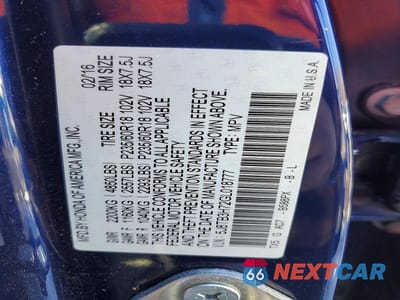 Zdjęcie 12 z 12 samochodu: 2016 ACURA RDX ADVANCE VIN:5J8TB3H72GL018777 - miniatura