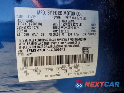 Zdjęcie 13 z 13 samochodu: 2020 FORD EXPLORER XLT VIN:1FMSK7DH5LGB09542 - miniatura