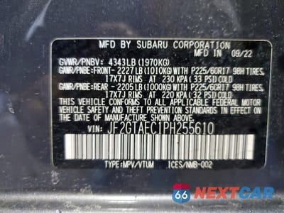 Zdjęcie 13 z 14 samochodu: 2023 SUBARU CROSSTREK PREMIUM VIN:JF2GTAEC1PH255610 - miniatura