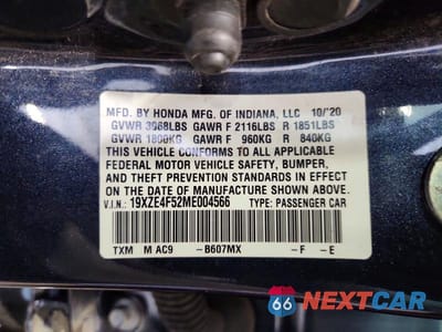 Zdjęcie 12 z 12 samochodu: 2021 HONDA INSIGHT EX VIN:19XZE4F52ME004566 - miniatura