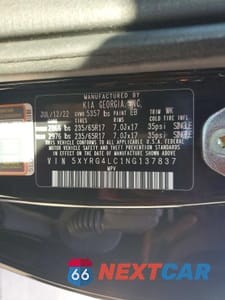 Zdjęcie 13 z 14 samochodu: 2022 KIA SORENTO LX VIN:5XYRG4LC1NG137837 - miniatura