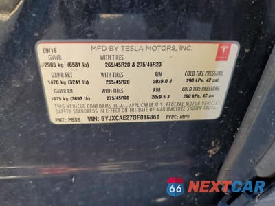 Zdjęcie 12 z 12 samochodu: 2016 TESLA MODEL X VIN:5YJXCAE27GF016861 - miniatura