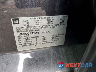 Zdjęcie 13 z 13 samochodu: 2015 CHEVROLET TAHOE K1500 LTZ VIN:1GNSKCKC1FR602140 - miniatura