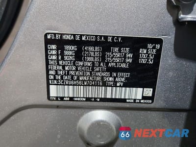 Zdjęcie 14 z 14 samochodu: 2020 HONDA HR-V EX VIN:3CZRU6H56LM704116 - miniatura