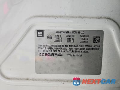 Zdjęcie 12 z 12 samochodu: 2014 BUICK LACROSSE VIN:1G4GB5G38EF254674 - miniatura