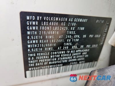 Zdjęcie 13 z 13 samochodu: 2016 VOLKSWAGEN TIGUAN S VIN:WVGAV7AX9GW582600 - miniatura