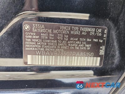 Zdjęcie 12 z 12 samochodu: 2007 BMW 335 I VIN:WBAVB73507PA85150 - miniatura