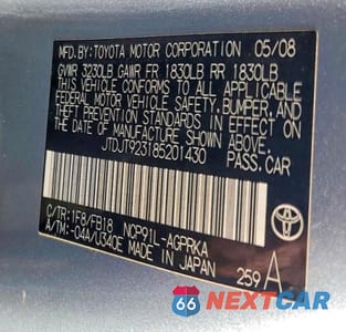 Zdjęcie 12 z 12 samochodu: 2008 TOYOTA YARIS VIN:JTDJT923185201430 - miniatura