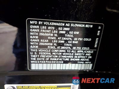 Zdjęcie 13 z 13 samochodu: 2016 VOLKSWAGEN TOUAREG SPORT VIN:WVGEF9BP3GD012239 - miniatura