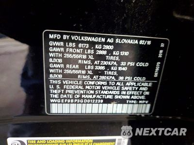 Zdjęcie 13 z 13 samochodu: 2016 VOLKSWAGEN TOUAREG SPORT VIN:WVGEF9BP3GD012239 - miniatura