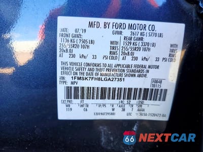 Zdjęcie 12 z 12 samochodu: 2020 FORD EXPLORER LIMITED VIN:1FMSK7FH8LGA27351 - miniatura