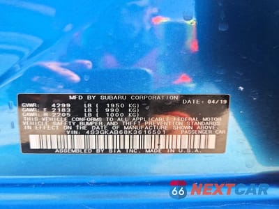 Zdjęcie 12 z 13 samochodu: 2019 SUBARU IMPREZA VIN:4S3GKAB68K3616501 - miniatura