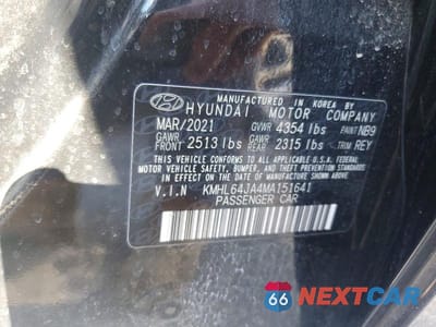 Zdjęcie 12 z 12 samochodu: 2021 HYUNDAI SONATA SEL VIN:KMHL64JA4MA151641 - miniatura