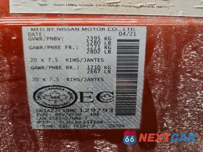 Zdjęcie 14 z 14 samochodu: 2021 NISSAN MURANO SL VIN:5N1AZ2CS9MC129793 - miniatura