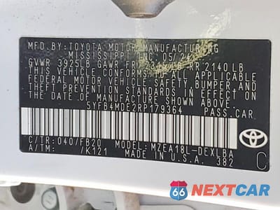 Zdjęcie 13 z 13 samochodu: 2024 TOYOTA COROLLA LE VIN:5YFB4MDE2RP179364 - miniatura