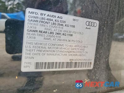Zdjęcie 13 z 13 samochodu: 2018 AUDI Q3 PREMIUM PLUS VIN:WA1JCCFS7JR012207 - miniatura