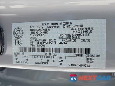 Zdjęcie 12 z 12 samochodu: 2025 FORD F150 STX VIN:1FTEW2LP2SKD28214 - miniatura