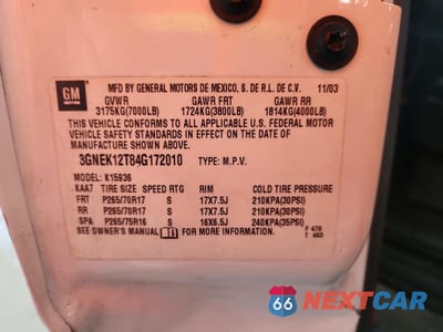 Zdjęcie 12 z 12 samochodu: 2004 CHEVROLET AVALANCHE K1500 VIN:3GNEK12T84G172010 - miniatura