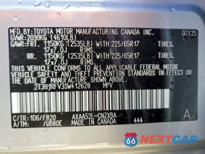 Zdjęcie 12 z 12 samochodu: 2025 TOYOTA RAV4 LE VIN:2T3H1RFV3SW412628 - miniatura