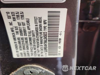 Zdjęcie 13 z 13 samochodu: 2010 HONDA CR-V EXL VIN:5J6RE4H79AL045823 - miniatura