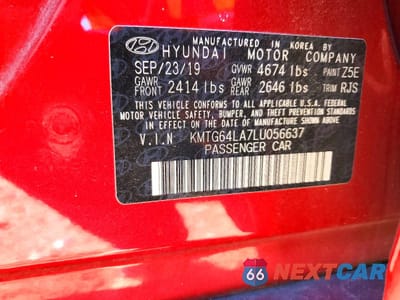 Zdjęcie 12 z 13 samochodu: 2020 GENESIS G70 VIN:KMTG64LA7LU056637 - miniatura