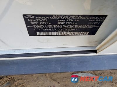 Zdjęcie 12 z 12 samochodu: 2020 HYUNDAI SONATA SE VIN:5NPEG4JA8LH052032 - miniatura