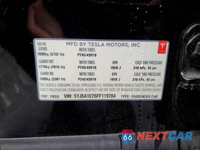 Zdjęcie 13 z 13 samochodu: 2015 TESLA MODEL S VIN:5YJSA1E26FF119784 - miniatura