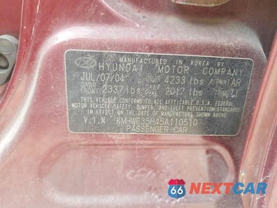 Zdjęcie 12 z 12 samochodu: 2005 HYUNDAI SONATA GLS VIN:KMHWF35H45A110510 - miniatura