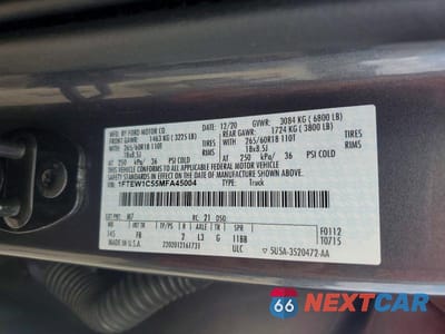 Zdjęcie 12 z 12 samochodu: 2021 FORD F150 SUPERCREW VIN:1FTEW1C55MFA45004 - miniatura