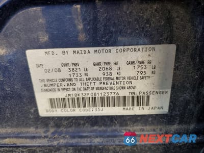 Zdjęcie 12 z 12 samochodu: 2008 MAZDA 3 I VIN:JM1BK32F081123776 - miniatura