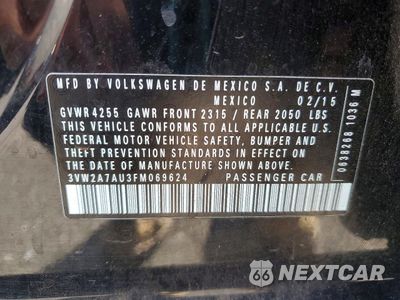 Zdjęcie 12 z 12 samochodu: 2015 VOLKSWAGEN GOLF TDI VIN:3VW2A7AU3FM069624 - miniatura