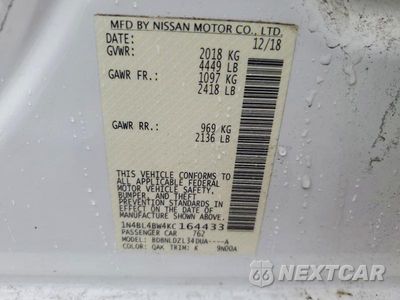 Zdjęcie 12 z 12 samochodu: 2019 NISSAN ALTIMA S VIN:1N4BL4BW4KC164433 - miniatura