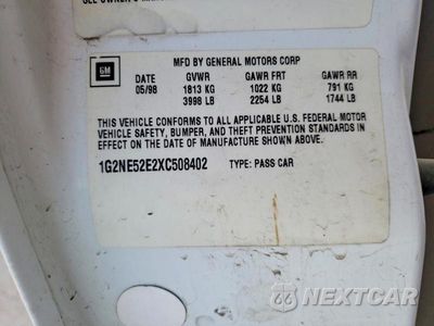 Zdjęcie 13 z 13 samochodu: 1999 PONTIAC GRAND AM SE VIN:1G2NE52E2XC508402 - miniatura