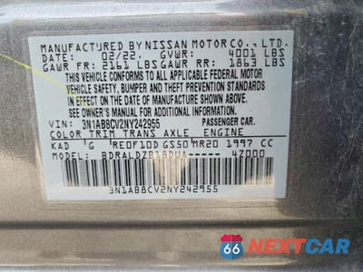 Zdjęcie 12 z 12 samochodu: 2022 NISSAN SENTRA SV VIN:3N1AB8CV2NY242955 - miniatura