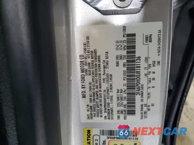 Zdjęcie 12 z 12 samochodu: 2018 FORD FUSION SE VIN:3FA6P0HD0JR181136 - miniatura
