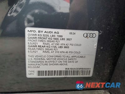Zdjęcie 13 z 13 samochodu: 2024 AUDI Q8 E-TRON PREMIUM PLUS VIN:WA15AAGE9RB063054 - miniatura
