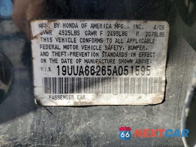 Zdjęcie 12 z 12 samochodu: 2005 ACURA TL VIN:19UUA66265A051595 - miniatura