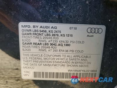 Zdjęcie 13 z 13 samochodu: 2018 AUDI Q5 PREMIUM PLUS VIN:WA1BNAFY8J2218684 - miniatura