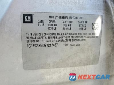 Zdjęcie 12 z 13 samochodu: 2016 CHEVROLET CRUZE LIMITED LS VIN:1G1PC5SG5G7217437 - miniatura