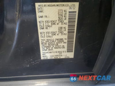 Zdjęcie 13 z 14 samochodu: 2012 NISSAN PATHFINDER S VIN:5N1AR1NB7CC630235 - miniatura