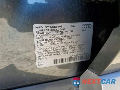 Zdjęcie 14 z 14 samochodu: 2022 AUDI Q5 PREMIUM PLUS 45 VIN:WA1EAAFY5N2139357 - miniatura