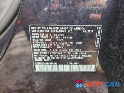 Zdjęcie 13 z 13 samochodu: 2019 VOLKSWAGEN ATLAS SEL VIN:1V2RR2CA0KC565443 - miniatura