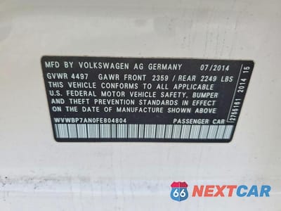 Zdjęcie 12 z 12 samochodu: 2015 VOLKSWAGEN CC SPORT VIN:WVWBP7AN0FE804804 - miniatura