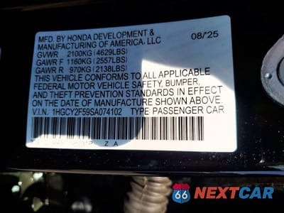Zdjęcie 12 z 12 samochodu: 2025 HONDA ACCORD HYBRID SPORT VIN:1HGCY2F59SA074102 - miniatura